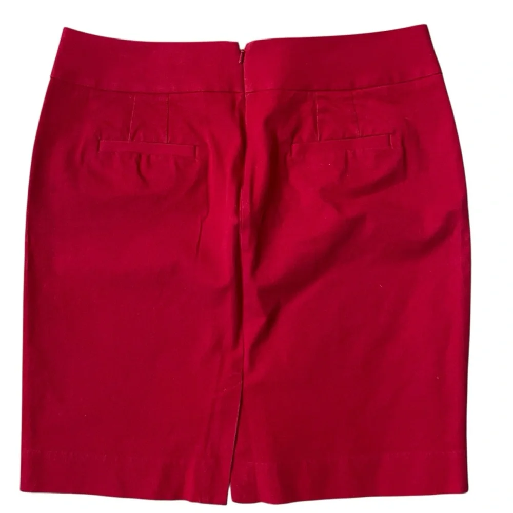 Banana Republic Red‎ Mini Skirt Size 16 Cotton Blend Back Slit Career Office